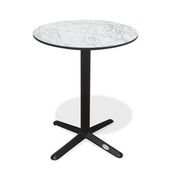 Mesa De Jardín Redonda En Acero Y Tablero Hpl