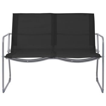 Conjunto De Muebles De Jardín 4 Uds | Mesa Y Sillas Tela Y Acero Negro