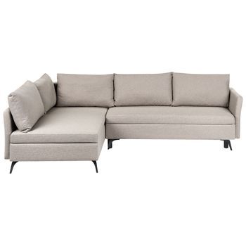 Sofá Cama Esquinero De 3 Plazas Moderno De Tela Con Reposabrazos Espacio De Almacenaje Derecho Beige Koge