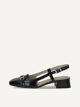 CAPRICE sling pumps, black, made of Leather with Trapeze heel, Size 36