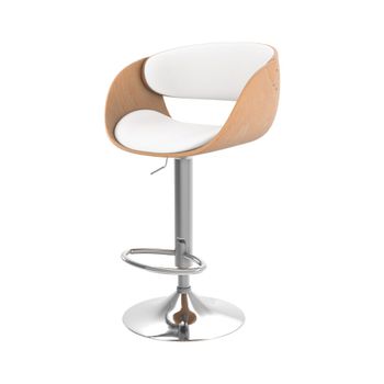 Silla de bar regulable en piel sintética blanca 62,5/83,5 cm