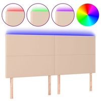 cabecero cama mueble de dormitorio luces led cuero sintetico capuchino 160 x 5 x 118128 cm marron m020008692