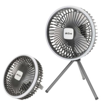 Ventilador Portátil Silencioso 3 en 1 con Luz LED y Carga USB, 19x9x18 Cm, Blanco