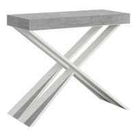 consola extensible 90x40196 cm efecto madera gris cemento y hierro