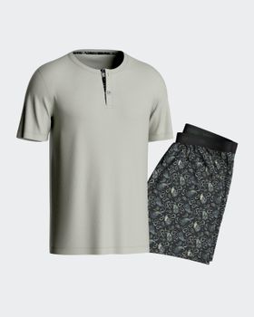Pijama corto de punto de hombre en Algodón Lyocell