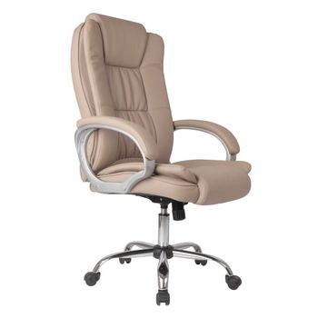 Sillón de oficina elevable y reclinable, piel sintética, color taupe