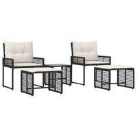 juego de muebles de exterior con cojin 5 piezas  mobiliario de jardin negro y