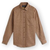 portuguese flannel camisa manga larga abstract pied poule shirt - brown para hombre