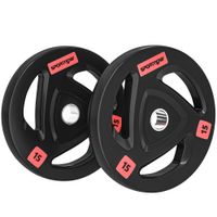 sportnow juego de 2 discos de pesas olimpicos de 15 kg agujero 50 mm de hierro fundido para entrenamiento de fuerza negro