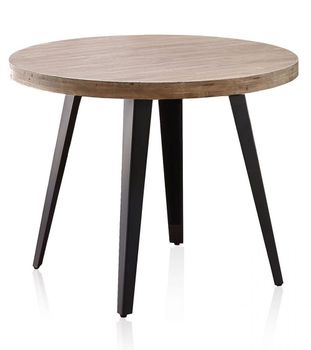 Mesa redonda industrial 100 cm ø roble honey y negro