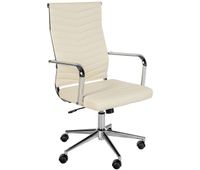 silla de oficina de piel sintetica canby simil cuero crema 60x57x100 cm