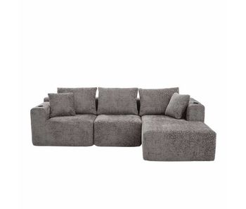 Sofá modular esquinero 261×165 cm - l-forma, asiento profundo, sin montaje, con portavasos - gris oscuro