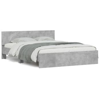 Estructura De Cama Con Cabecero Gris Hormigón 140x190cm Vidaxl