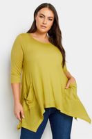 yours top amarillo asimetrico con bolsillos laterales mujer curvy y tallas grandes yours