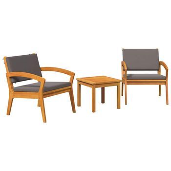 Conjunto Bistro Con Cojín 3 Piezas | Mueble De Jardín Marrón Poliéster