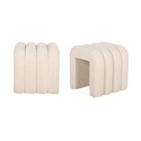 puff contemporaneo de tela set de 2 beige