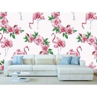fotomural vinilo flamencos florales rosas 500 x 300 cm