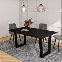 mesa comedor efecto madera negro 167x90x74cm