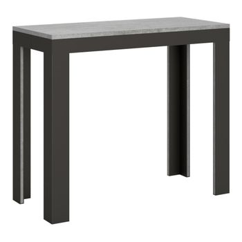 Consola extensible 90x40/196 cm efecto madera gris cemento, hierro
