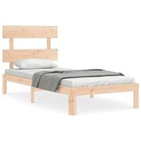 estructura de cama con cabecero madera maciza 90x200 cm