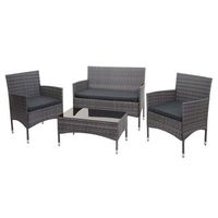 muebles de jardin balcon jardin en poliratan gris sofa sillones mesa cojin gris oscuro 040004209