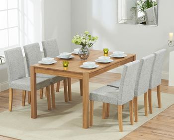 Oxford 150cm Solid Oak Dining Table with Mia Fabric Chairs