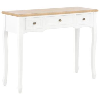 Mesa Consola Tocador Con 3 Cajones Blancos Vidaxl