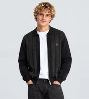 fred perry para hombre k3341 cardigan con textura y cremallera negro xl casual algodon