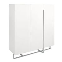 aparador alto madera blanco y acero cromado angel cerda 3053 120x42x135