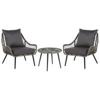 conjunto de jardin boho balcon exterior patas de metal mesa de centro y 2 sillas ratan gris laureto