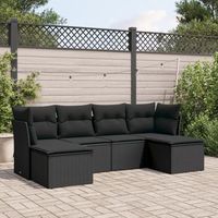 conjunto de sofas de jardin 6 uds  mueble jardin mesa y sillas y cojines ratan sintetico negro cfw592633