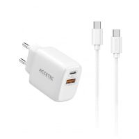 cargador de pared accetel ac557 carga rapida 25w qcpd cable usb-c 1 m