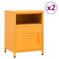 juego de 2 mesitas de noche con compartimento con puerta 35 x 35 x 51 cm acero amarillo dec035422