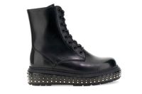 botines con cordones efecto piel cepillada black 37