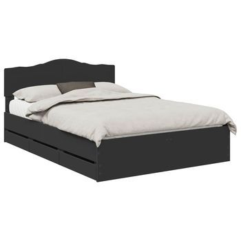 Estructura De Cama Negro 140 X 200 Cm Madera Ingenieril Vidaxl