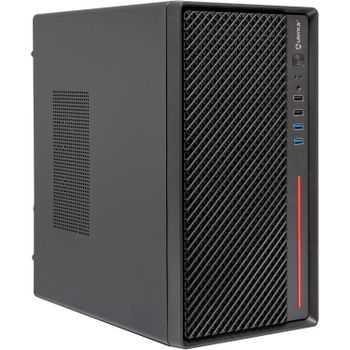 UNYKAch NUMEN 300 Pro – Caja PC Micro ATX, 4 USB (2×3.0 + 2×2.0), Soporte ATX, GPU hasta 250 mm, Compacta Negra/roja, Ideal para Empresas, Comercios e Instituciones