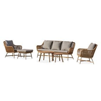 Conjunto De Muebles De Jardín Bajo De 5 Plazas En Aluminio