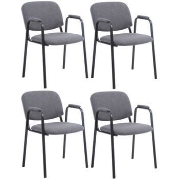 Set De 4 Sillas Apilables Ken Pro De Tela Gris 55x53x79 Cm Clp