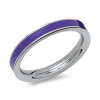 anillo de acero con incrustaciones de esmalte purpura