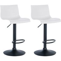 juego de 2 taburetes de bar de diseno sencillo con reposapies de plastico blanco patas de metal negro 100004048