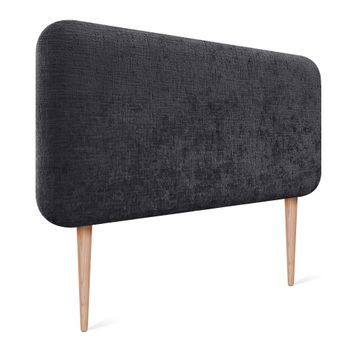 Dhome Cabecero Tapizado En Lana Liso Con Patas Redondeado Para Pared Acústicos Cabeceros Absorbentes Cabezal Cama Dormitorio (negro, 90cm)