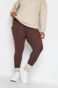 Yours Leggings Canalé Marrón Chocolate, Mujer Curvy Y Tallas Grandes, Yours
