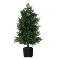 arbol topiario de cedro artificial con maceta y hojas de pino resistentes al sol verde 80 cm
