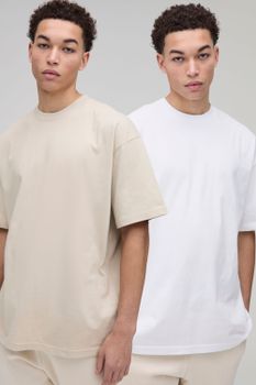 Pack De 2 Camisetas Oversize Gruesas Con Cuello De Caja, Multi