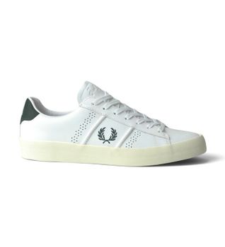 Fred Perry para hombre. B3432-100 Zapatillas de piel Topspin blanco (40), Plano, Cordones, Casual