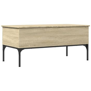Mesa De Centro Madera Ingeniería Metal Roble Sonoma 100x50x45cm Vidaxl