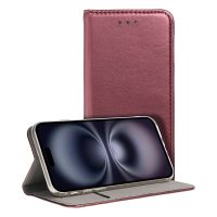 cool funda flip cover liso burgundy para iphone 16