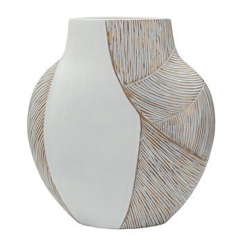 Jarrón De Resina Blanca 35x13,5x37,5 Cm