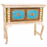 baul alto de madera multicolor 90x40x80
