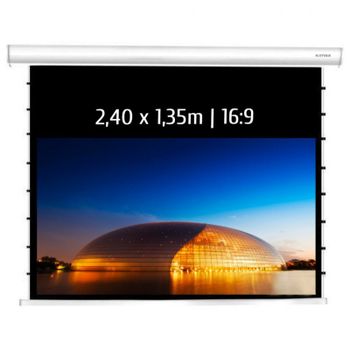 Kimex Pantalla de Proyección Motorizada Tensionada 2.40x1.35m Formato 16:9 Función Wi-Fi Blanca